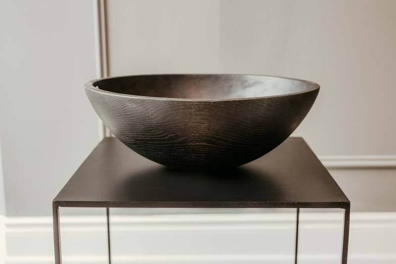 Black Ebonized Round Bowl - Black