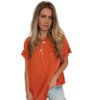 Lola Macen Acid Washed Gauze Button Down - Burnt Orange - Thumbnail 1