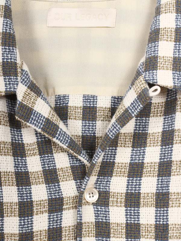Our Legacy Heusen Shirt - Light Blue/Olive Summer Check | Garmentory