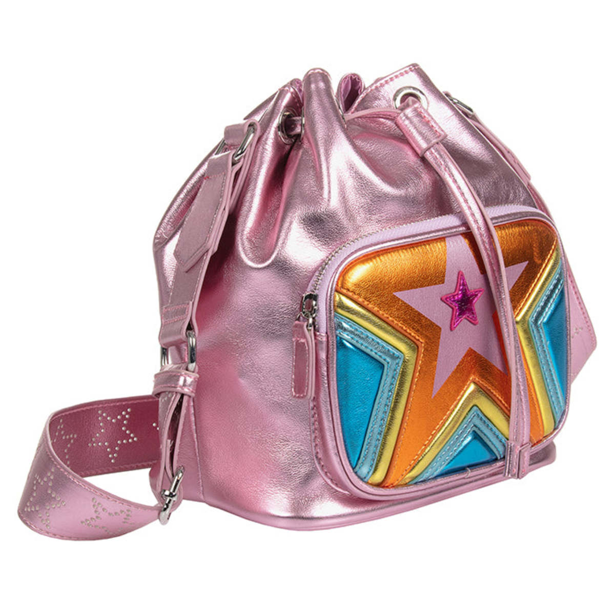 Stella McCartney Pink Star Backpack – Vegan Leather Bag for Trendy Daywear Women Black Logo Hiking Backpack | Stella McCartney US main image 2