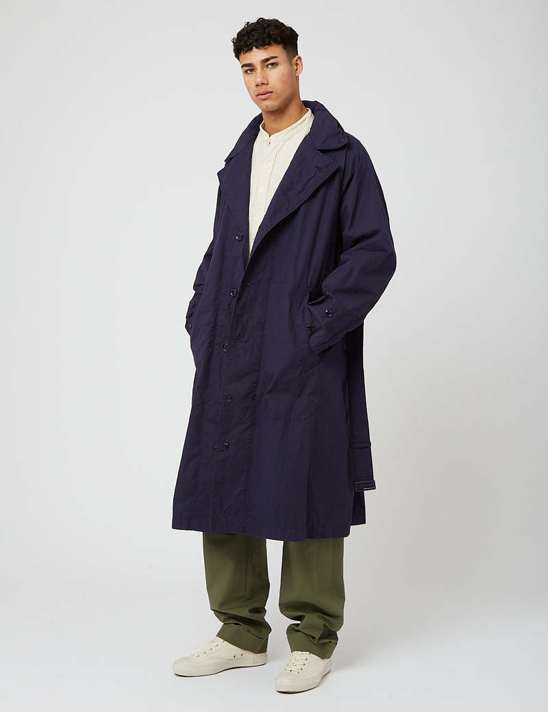 Engineered Garments Drizzler Duracloth Poplin Coat - Navy Blue  