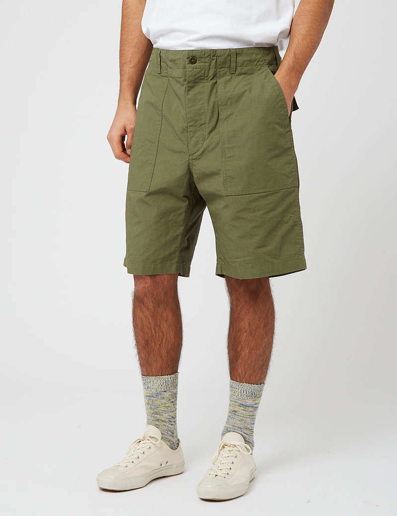 Engineered Garments Ripstop Fatigue Shorts - Olive Green | Garmentory