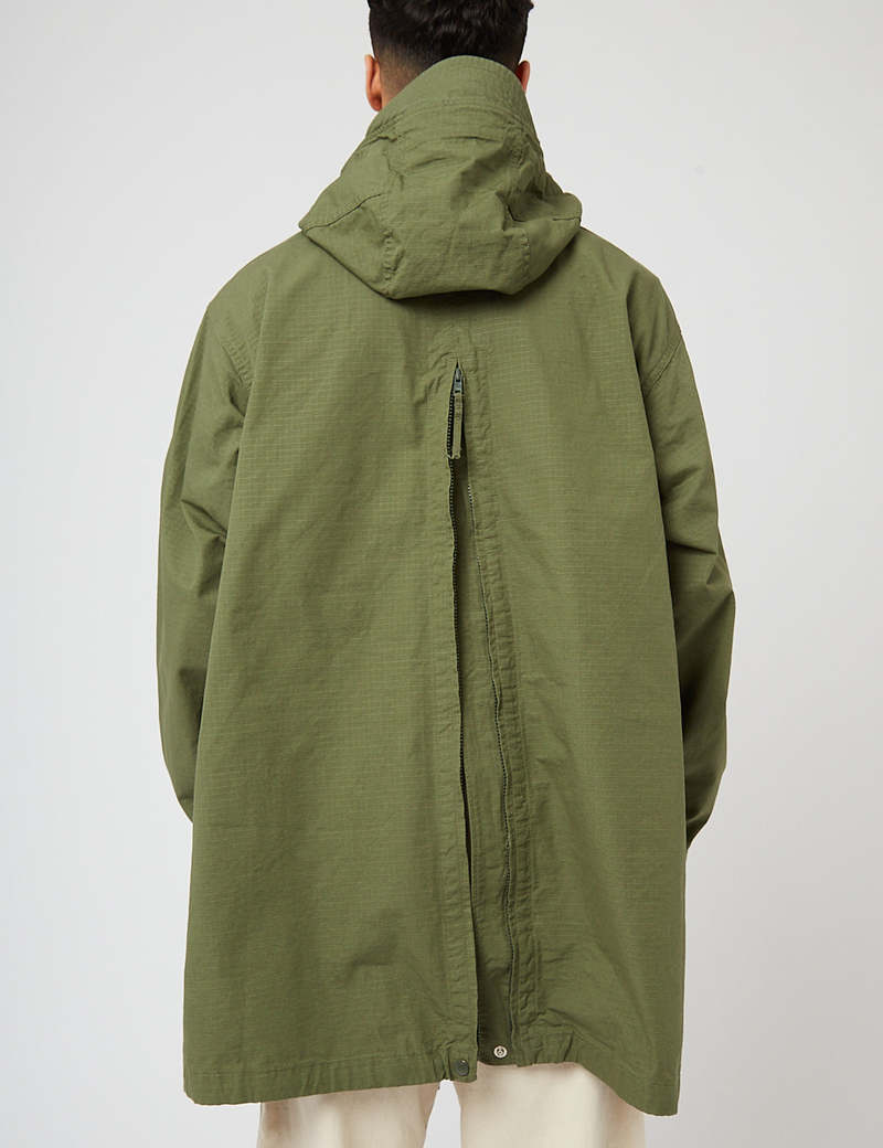 Engineered Garments Cotton Ripstop Over Parka - Olive Green