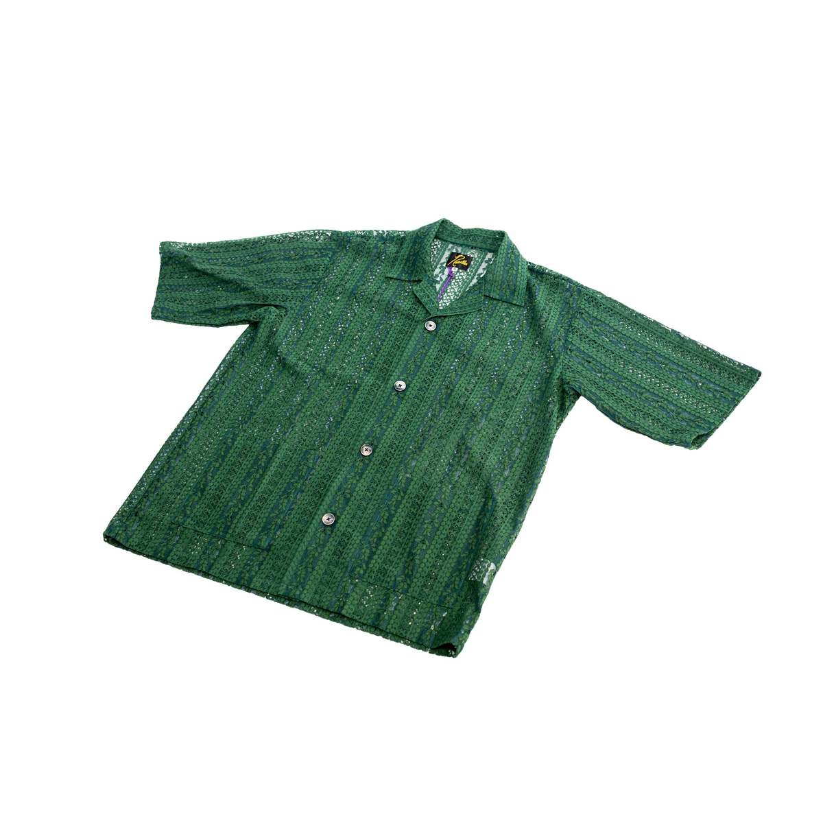 Needles C/PE/R Lace Cloth Stripe Cabana Shirt - Green | Garmentory