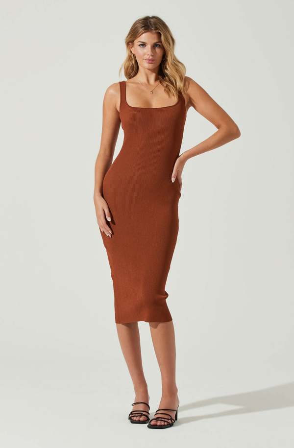 ASTR The Label Elmira Cutout Cross Strap Bodycon dress - Rust | Garmentory