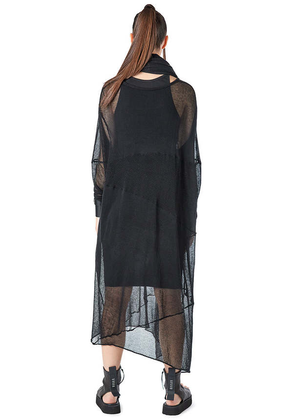 Studio B3 Aurelia Oversized Sheer Knit Mesh Dress | Garmentory