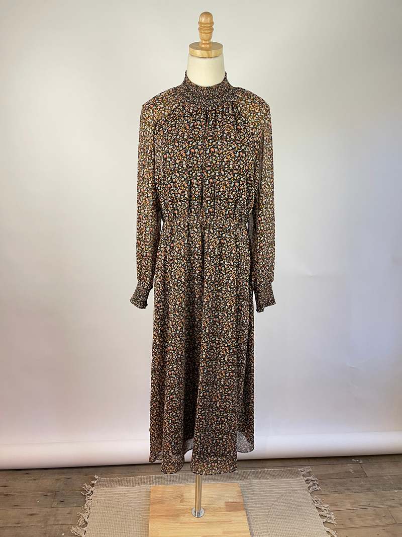 knee length dresses for ladies Madewell Burgundy Midi Floral Print Dress main image 1