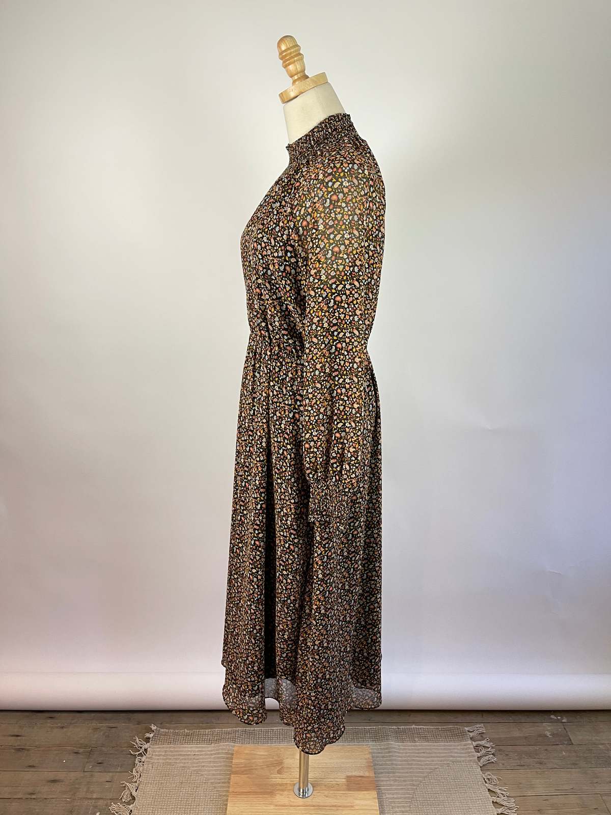 pre-loved] Madewell High Neck Floral Dress - black multi | Garmentory