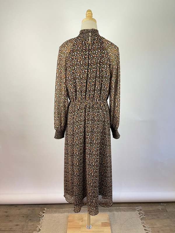 pre-loved] Madewell High Neck Floral Dress - black multi | Garmentory