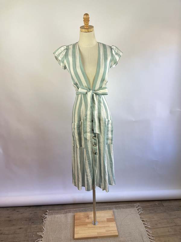 Reformation Striped Linen Dress (0/XS) | Garmentory