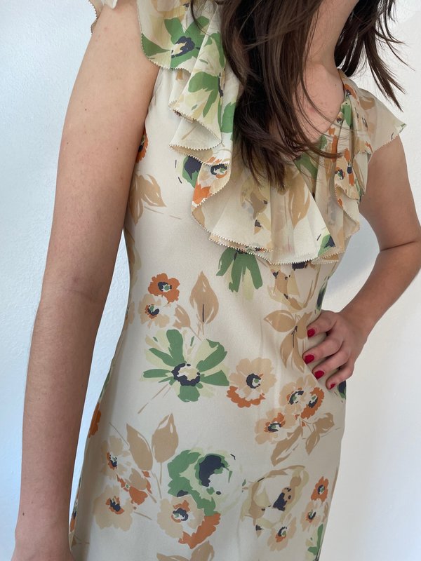 ralph lauren green floral dress Chic Plus Size Halter Neck Chiffon Midi Wedding Guest Dress main image 0