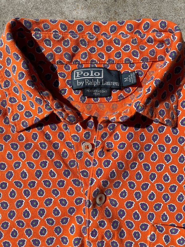 Vintage Ralph Lauren paisley polo - Orange | Garmentory