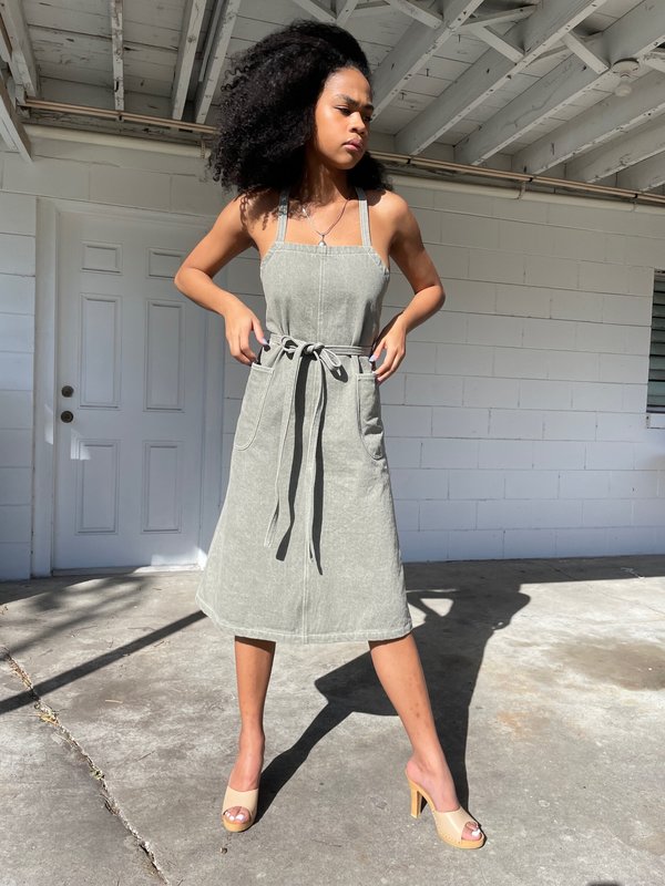 Horizons Vintage Apron Dress - Sage Denim | Garmentory