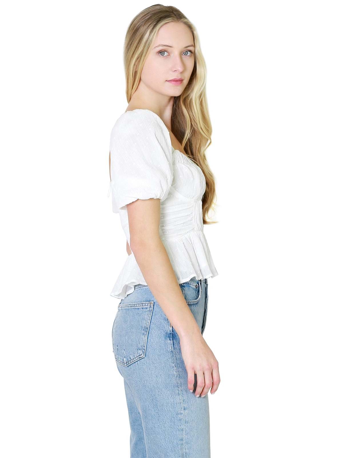 Sleeve White Peplum Top Forever 21 ASTR The Label Caliremont