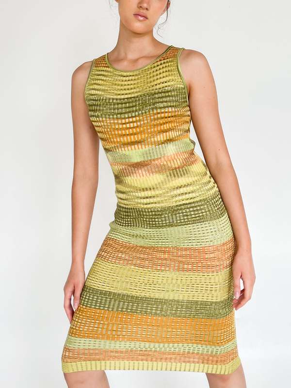 slim fit dress slacks Recent Missoni Gold Chevron Pattern Knit Halter Summer Dress – Shrimpton  Couture main image 1