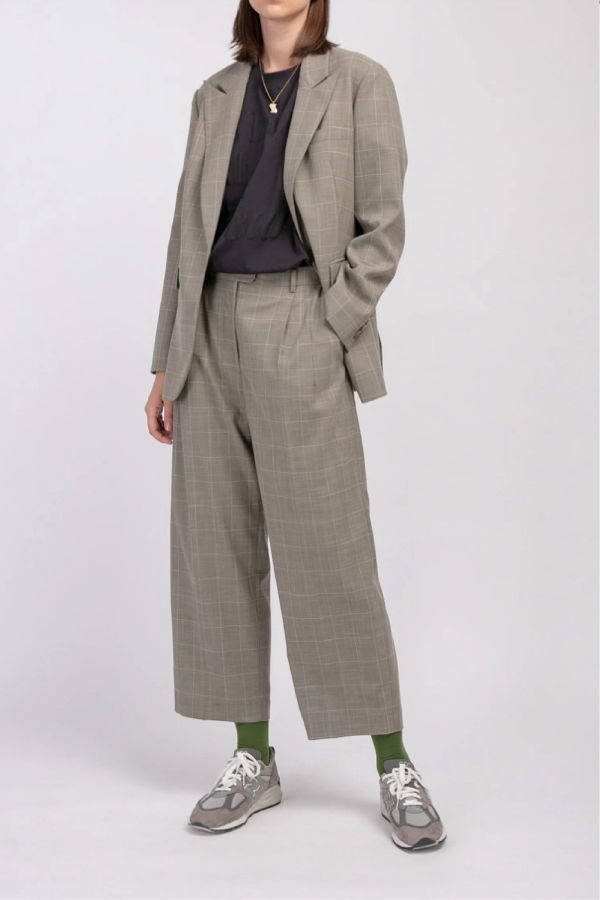 MATTER MATTERS 'HELLO' / Wide-leg Boyfriend Pants - Checkered