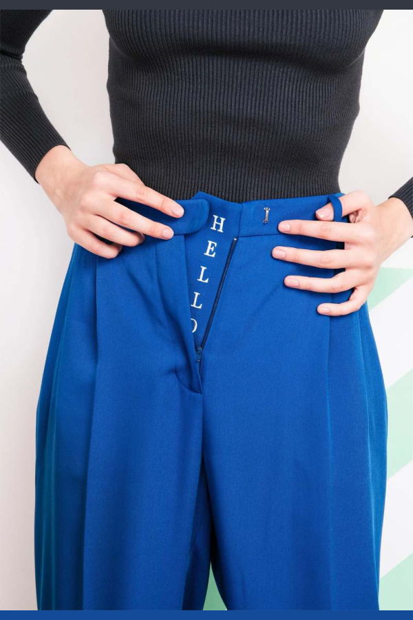 MATTER MATTERS 'HELLO' / Wide-leg Boyfriend Pants - Ultramarine
