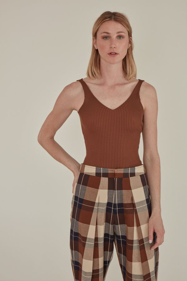 MATTER MATTERS All Hours Ribbed Knit Tank Top - Brown