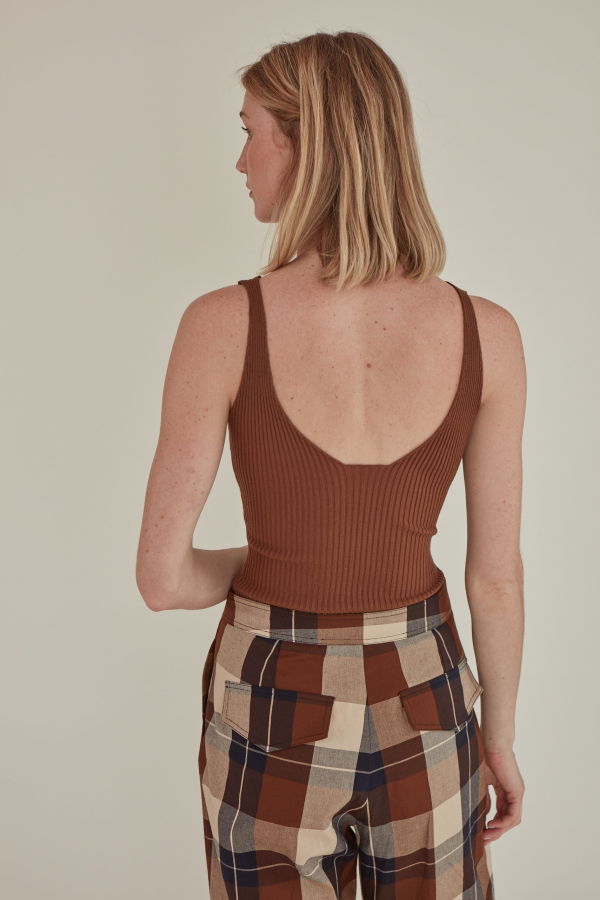 MATTER MATTERS All Hours Ribbed Knit Tank Top - Brown