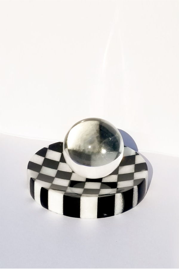 MATTER MATTERS Checkered Marble Ashtray with Crystal Ball