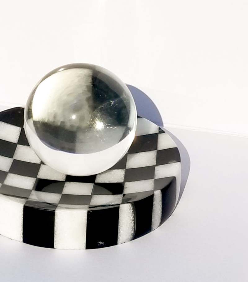 MATTER MATTERS Checkered Marble Ashtray with Crystal Ball