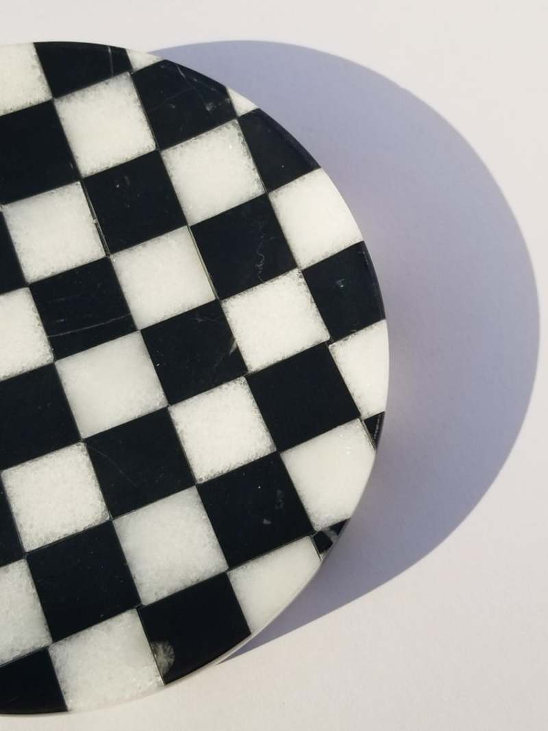 MATTER MATTERS Checkered Marble Ashtray with Crystal Ball