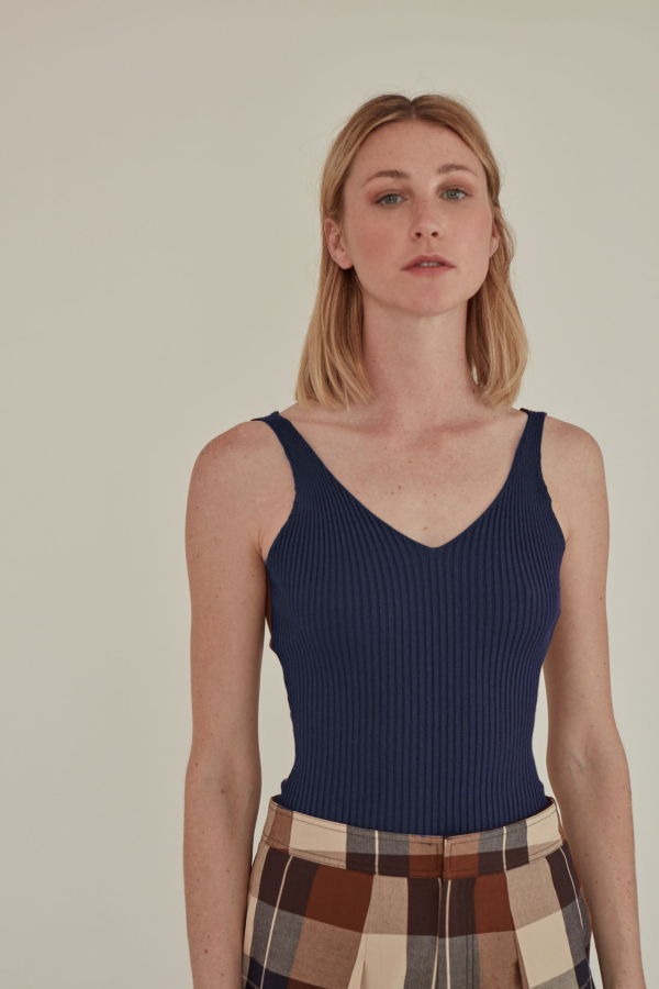 MATTER MATTERS For All Hours Ribbed Knit Tank Top - navy