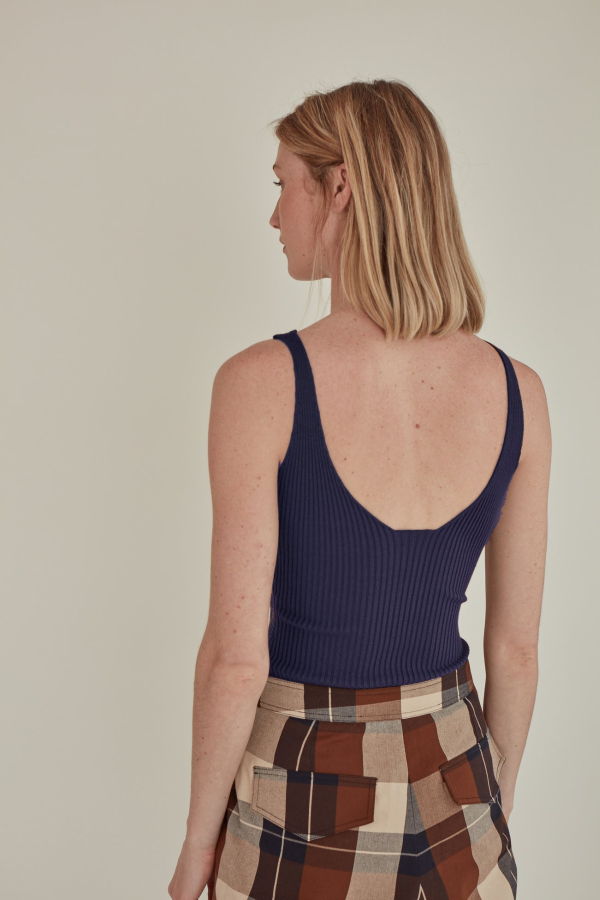 MATTER MATTERS For All Hours Ribbed Knit Tank Top - navy