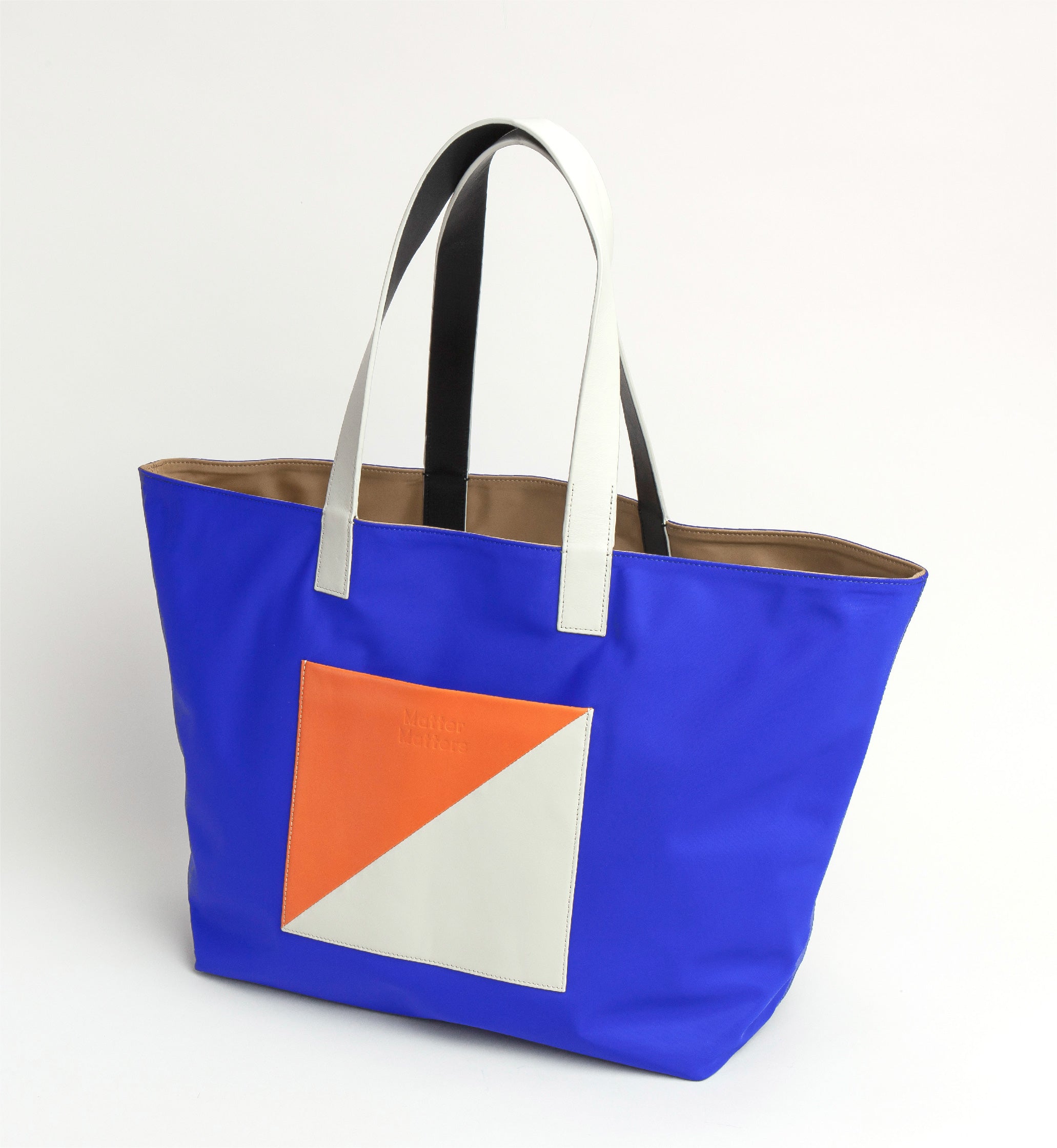 MATTER MATTERS The Square Reversible Tote Bag Tan/Blue Garmentory