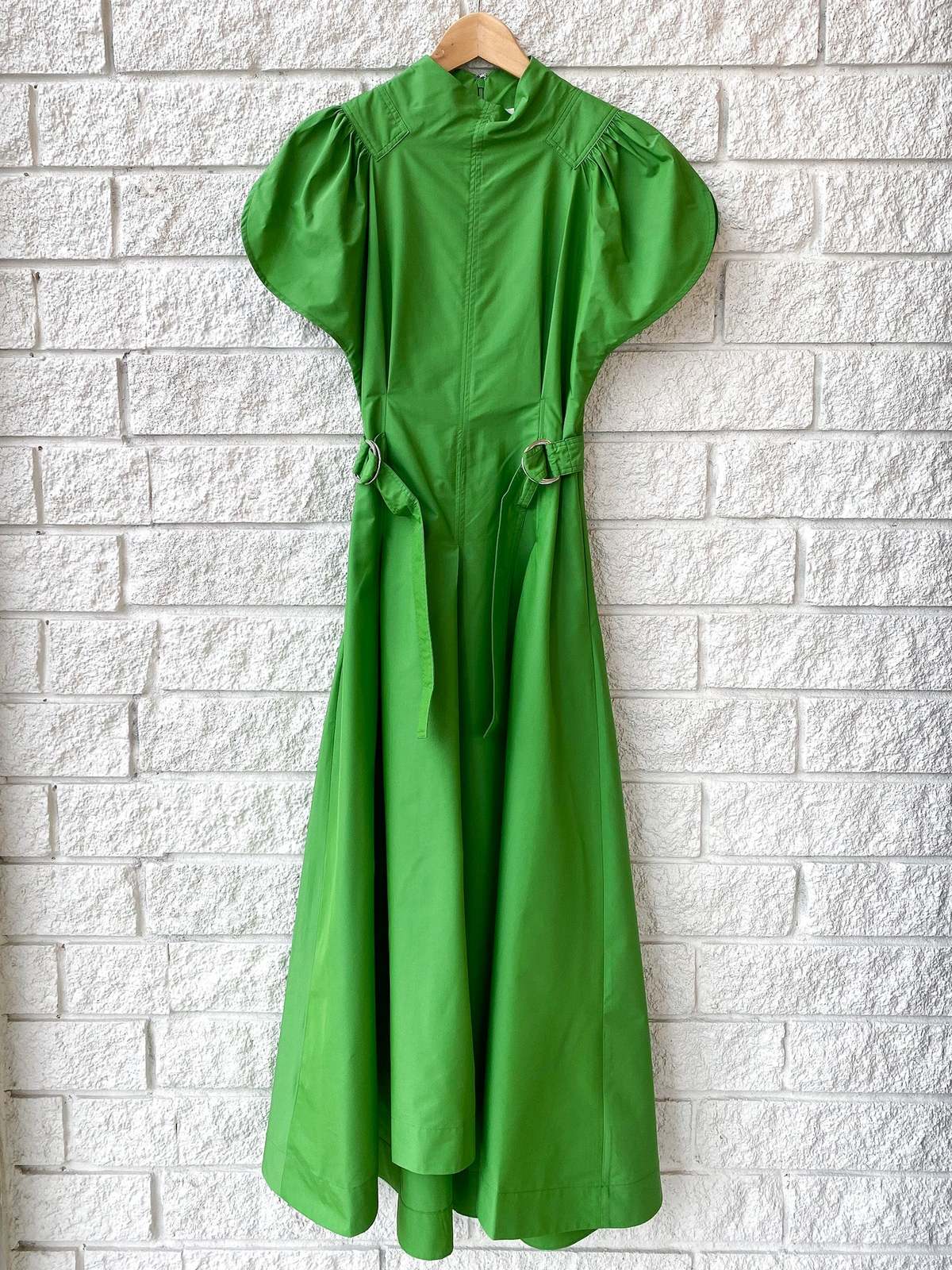 3.1 Phillip Lim PUFF SHORT SLEEVE SIDE TIE COTTON POPLIN FLARE DRESS - FERN  | Garmentory