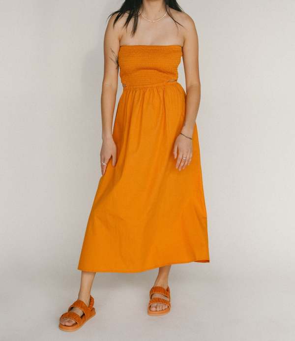 faithfull the brand orange dress Faithfull, Olas cotton Midi dress, Women, Orange, XL+, Dresses