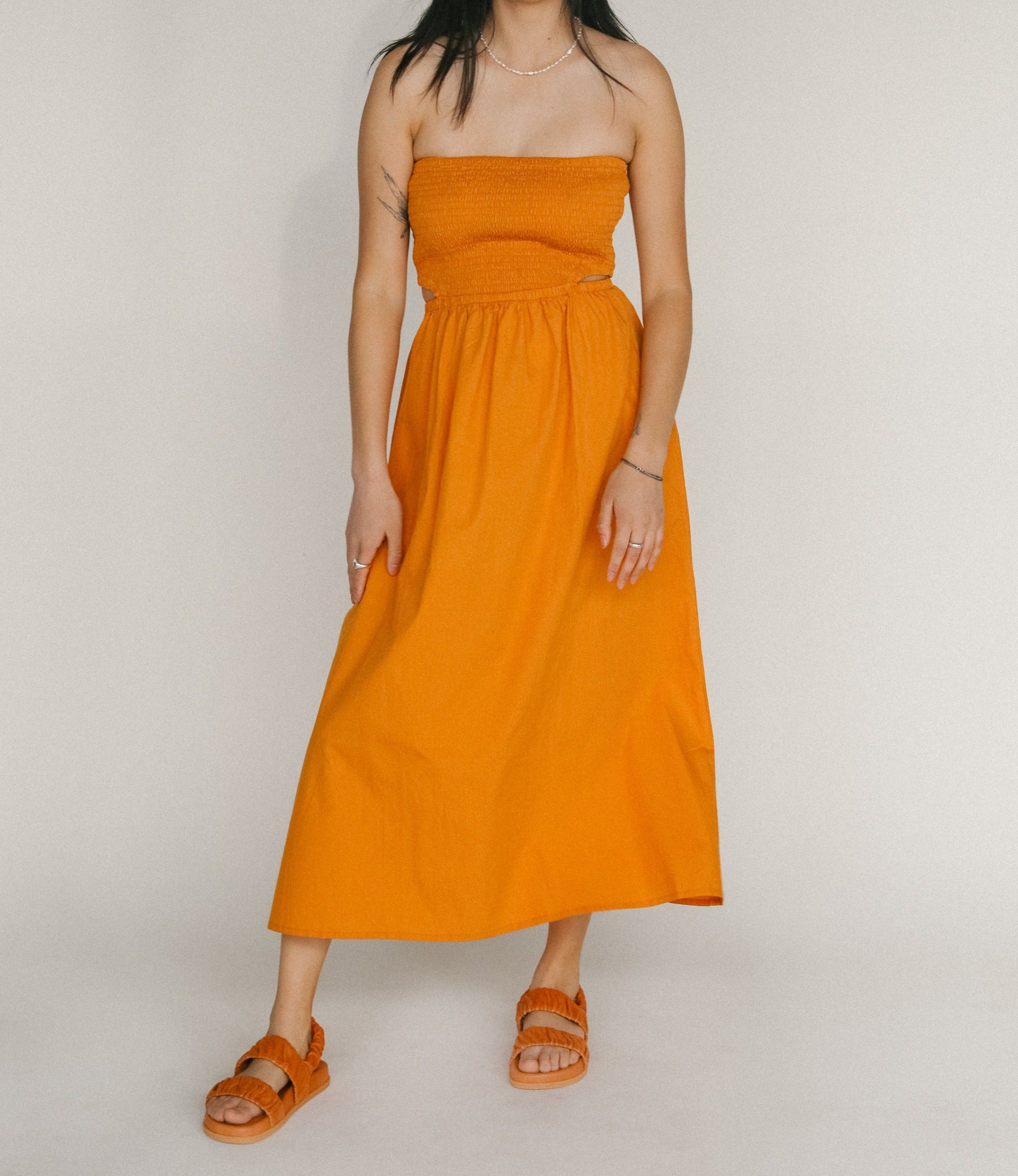 open lace back dress Olas Midi Dress Dusty Tomato