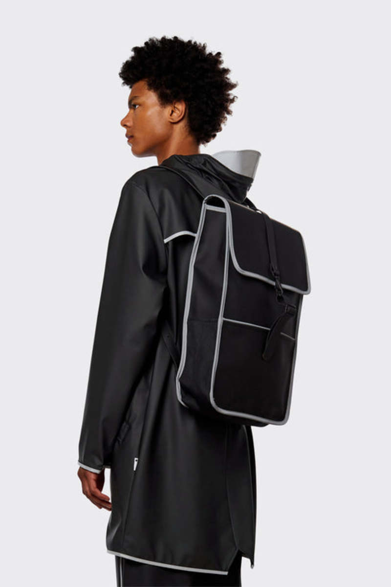 RAINS Reflective Backpack Black Rains® Rolltop Rucksack Mini in Black for $130 | Free Shipping main image 4