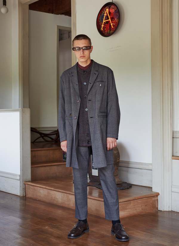 UNDERCOVER THE SHEPHERD LONG JACKET COAT - GRAY CHECK | Garmentory