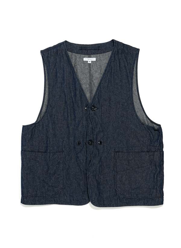 トップス ENGINEERED GARMENTS Upland Vest Denim M Engineered Garments Upland Vest - Indigo Industrial 8 oz Denim