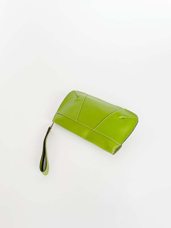 Leather Buckle Wristlet - Lime