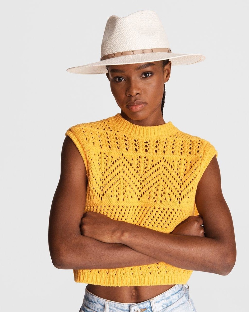 Rag & Bone Lexie Packable Wide Brim Fedora - Ivory/Tan 