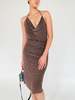 Vintage Melissa Fendi Soft Knit Draped Halter Dress - Brown - Thumbnail 4