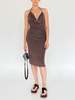 Vintage Melissa Fendi Soft Knit Draped Halter Dress - Brown - Thumbnail 5