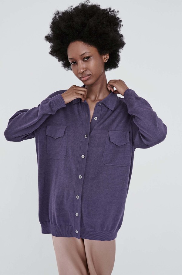 Silk Laundry Cardigan Boyfriend Shirt 