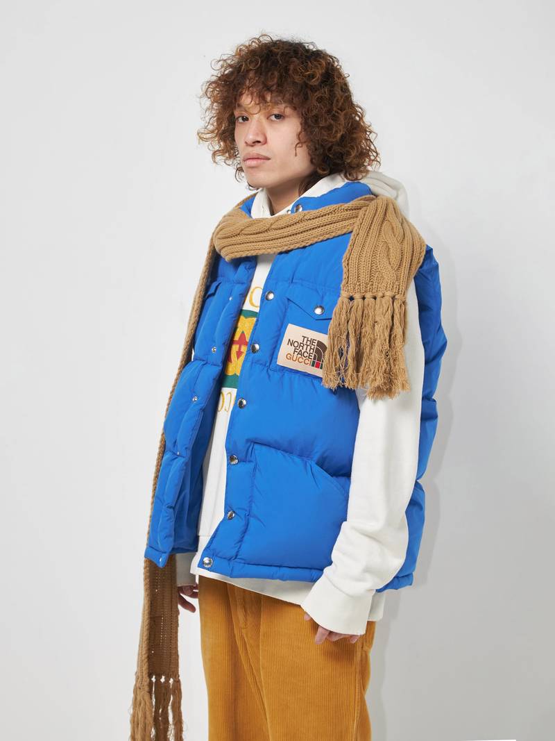 Pre-Loved] Gucci X The North Face Blue Puffer Vest-BLUE | Garmentory