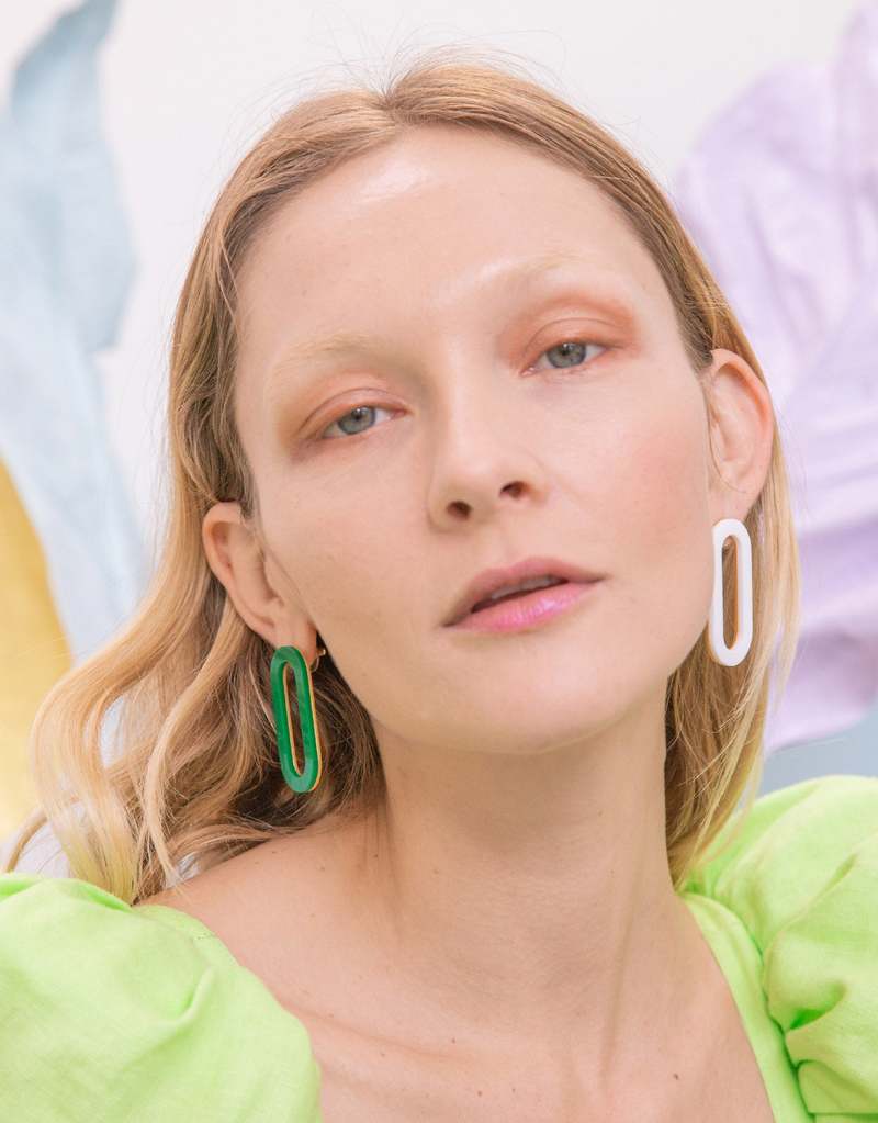 MATTER MATTERS Oval Earrings - Green Acrylic