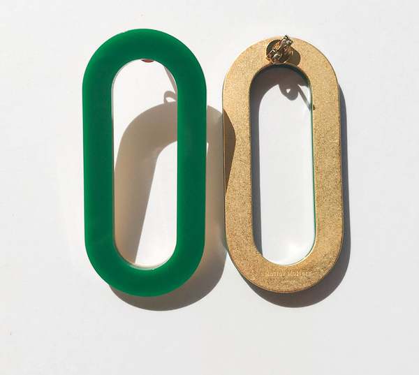 MATTER MATTERS Oval Earrings - Green Acrylic
