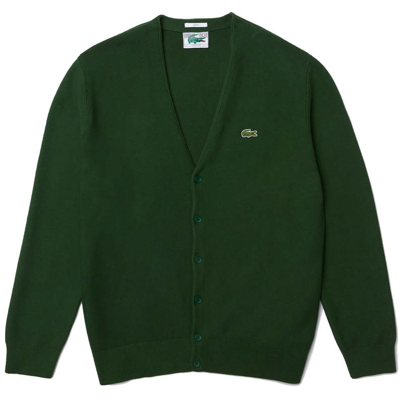 LACOSTE Unisex New Classic Buttoned Cotton Blend Cardigan