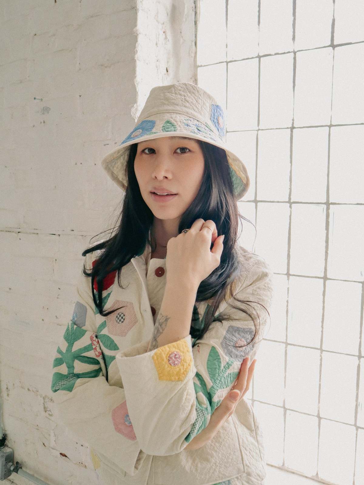 Marvin Ruby Basket of Roses Quilted Bucket Hat - Multi - Image 2 of 10