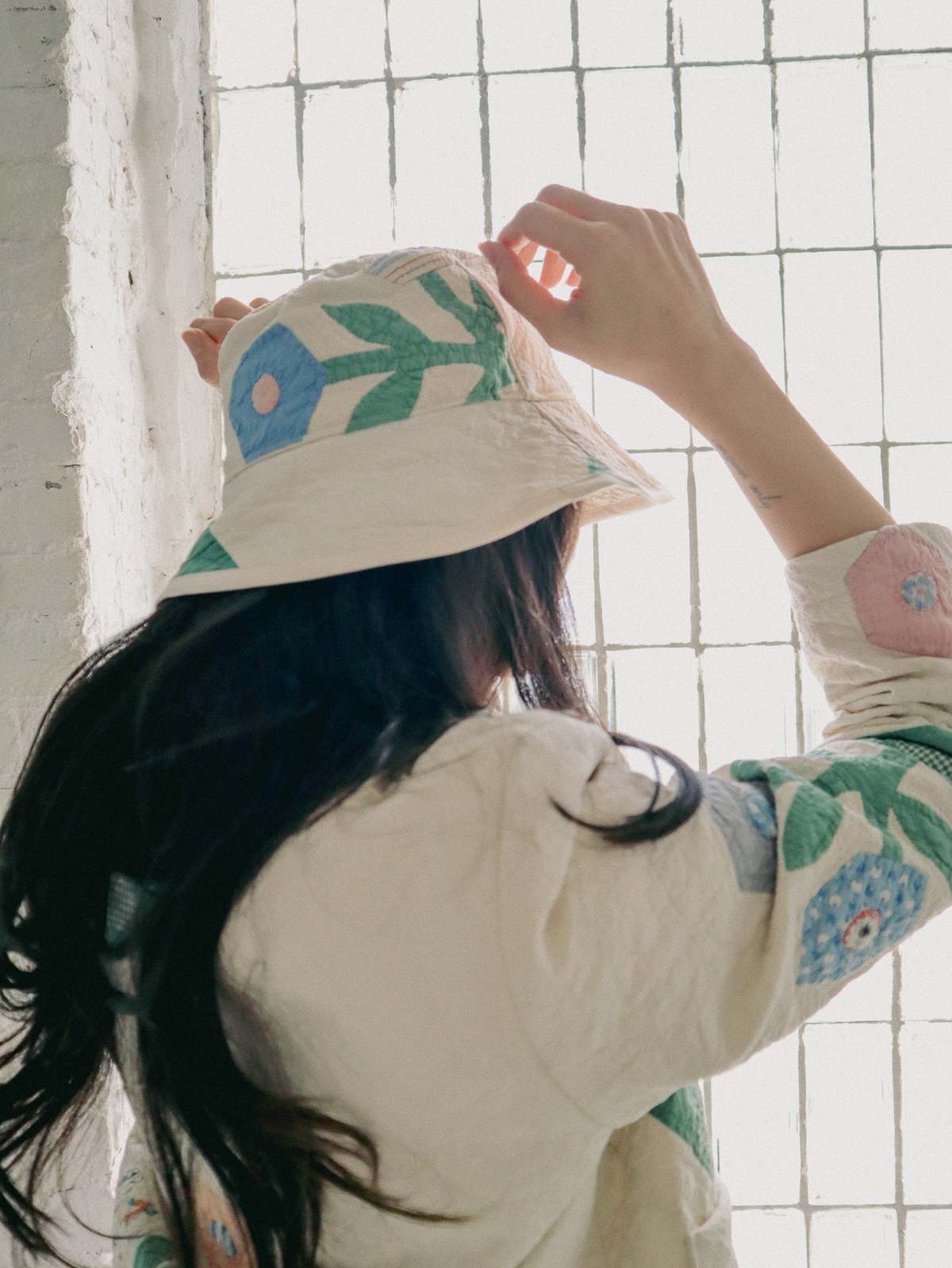 Marvin Ruby Basket of Roses Quilted Bucket Hat - Multi - Image 6 of 10