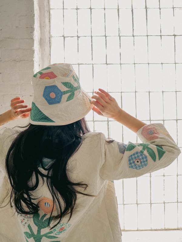 Marvin Ruby Basket of Roses Quilted Bucket Hat - Multi