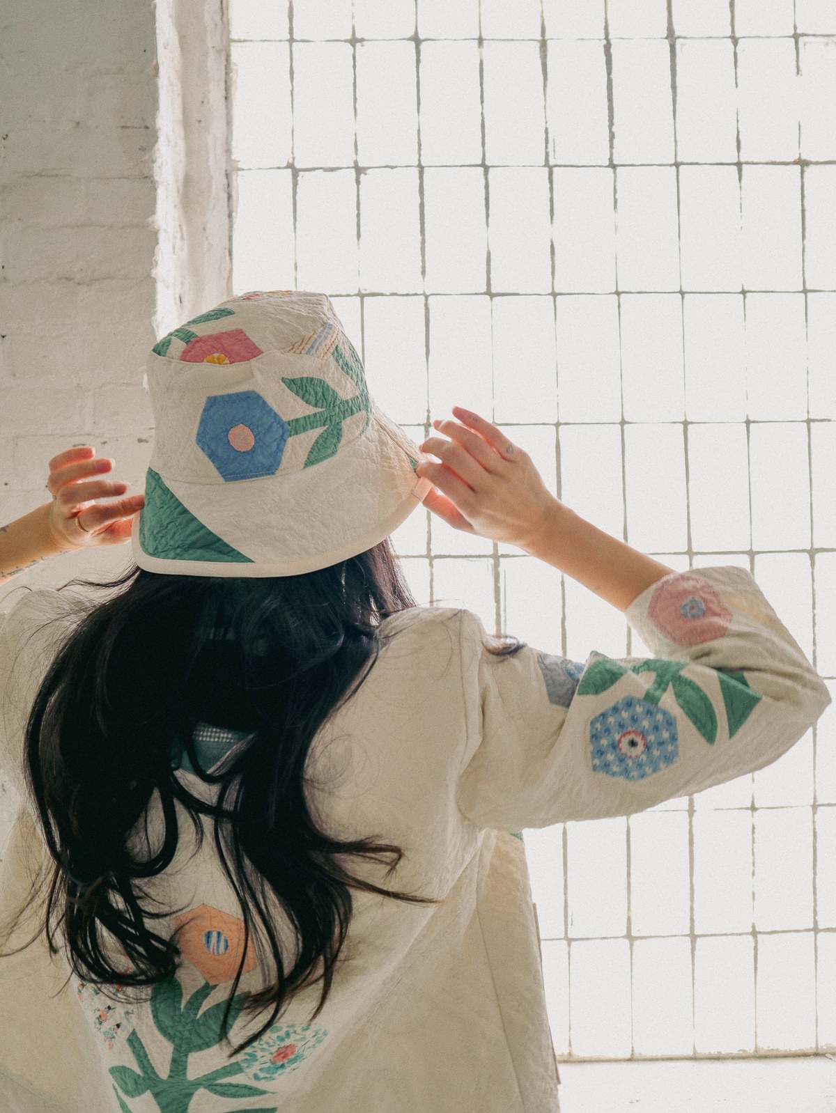 Marvin Ruby Basket of Roses Quilted Bucket Hat - Multi - Image 7 of 10