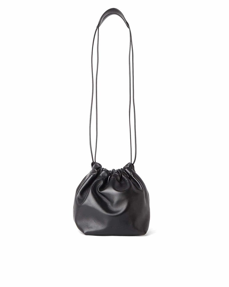 ★【JIL SANDER】 DRAWSTRING SHOULDER BAG★ Jil Sander Drawstring Shoulder Bag - Black Leather | Garmentory