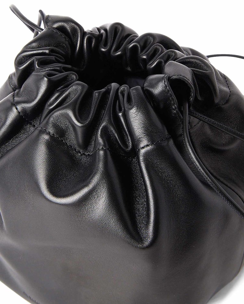 Jil Sander Drawstring Shoulder Bag - Black Leather | Garmentory